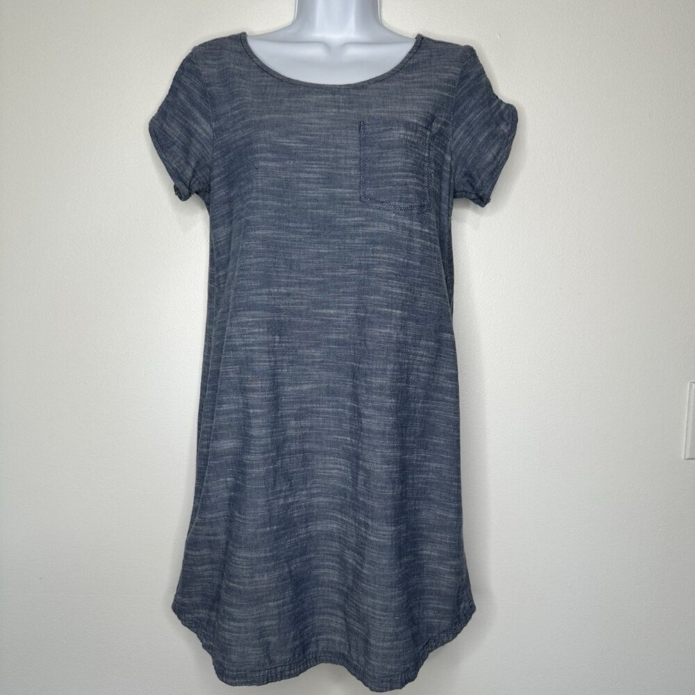 Pact 100% Organic Cotton Chambray Dress Size XS Blue Shift